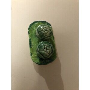 Vintage Artichoke Salt and Pepper Shakers with Tray Made in Japan